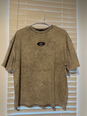 Washed Black Graphic Crewneck T-Shirt - Unbranded